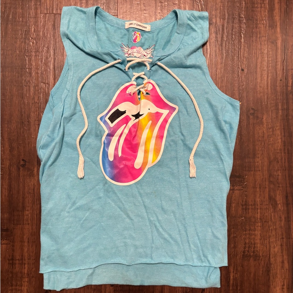 So Nikki Blue Graphic Tank Top girls L